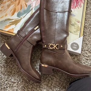 Calvin Klein Women's Dark Brown Over the Knee Boots